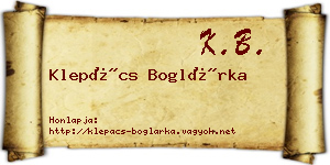 Klepács Boglárka névjegykártya